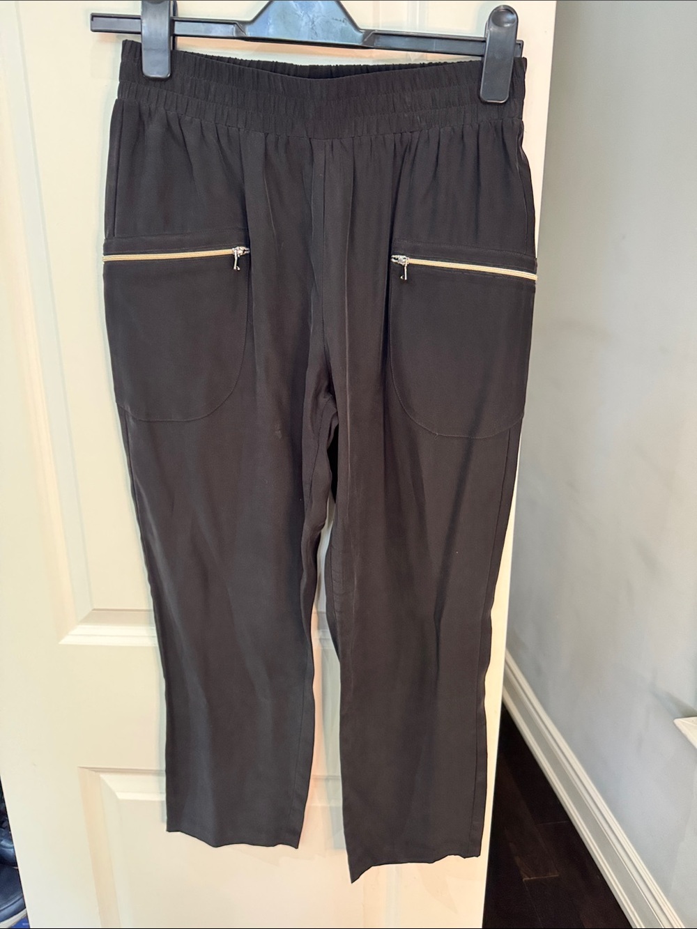 L'AGENCE Black Jogger Pants with Zip Pocket Detail